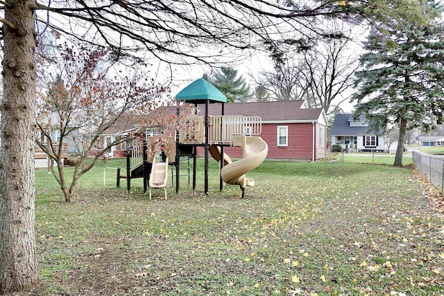 exterior space featuring a playground