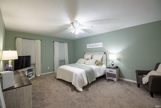 bedroom featuring carpet and ceiling fan