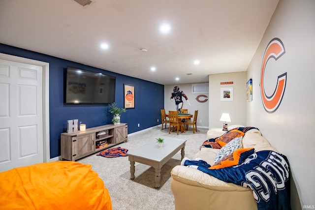 living room with carpet floors