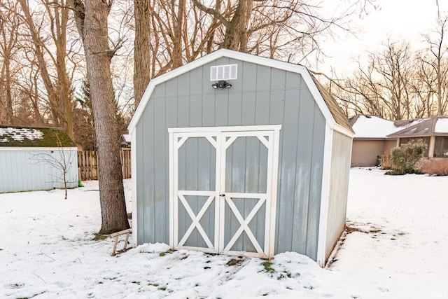 view of snow covered structure