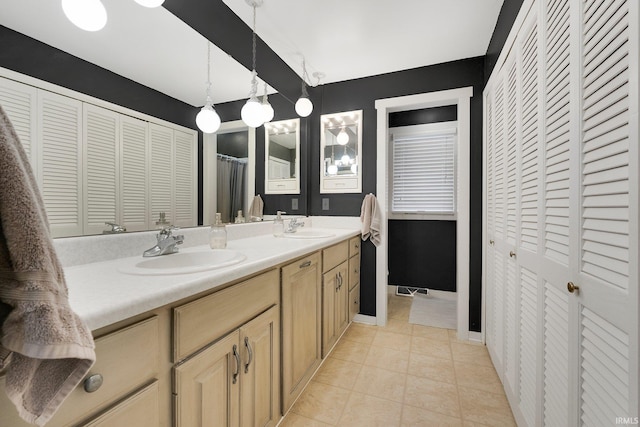 bathroom featuring vanity and tile patterned floors