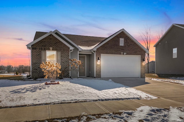 view of front of property featuring a garage