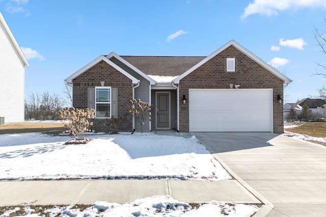 single story home with a garage