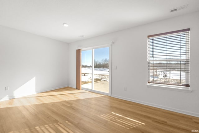 spare room with wood-type flooring and a wealth of natural light