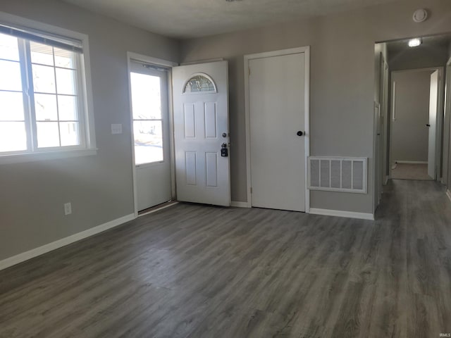 entrance foyer featuring dark wood-type flooring