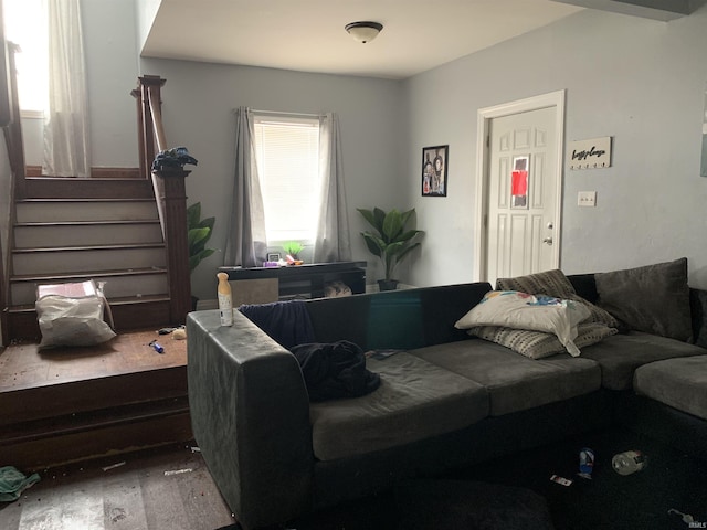 living room with hardwood / wood-style floors