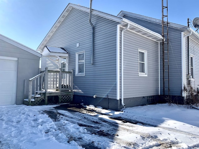 exterior space with a garage