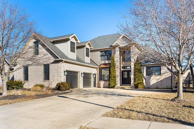 view of front of property with a garage