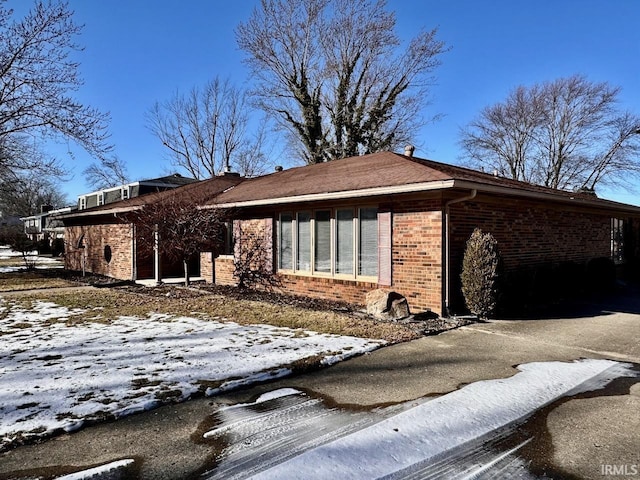 view of snow covered property