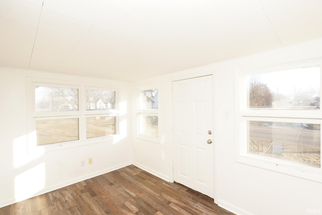 unfurnished room with dark hardwood / wood-style floors