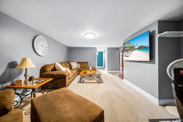 living room with light carpet