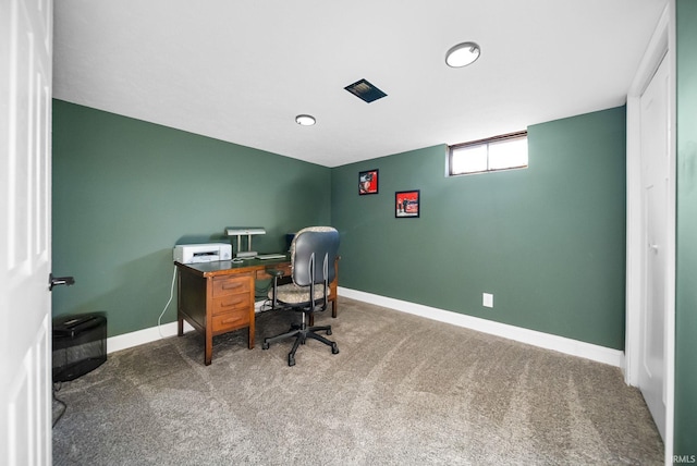 office area with carpet floors