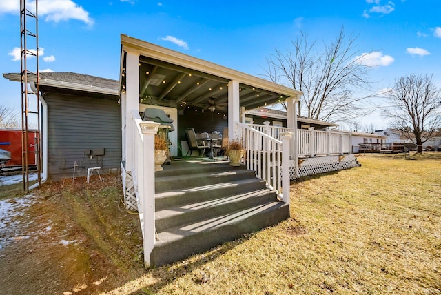 exterior space with a yard