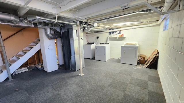 basement featuring separate washer and dryer