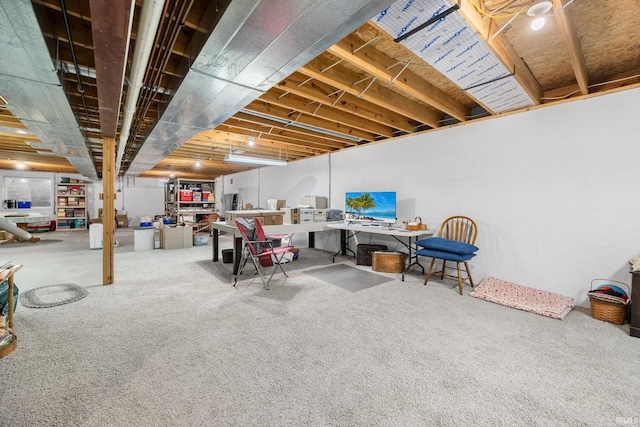 basement with carpet