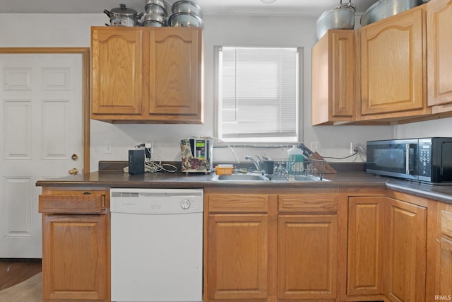 kitchen with white dishwasher and sink