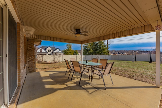 view of patio / terrace featuring ceiling fan