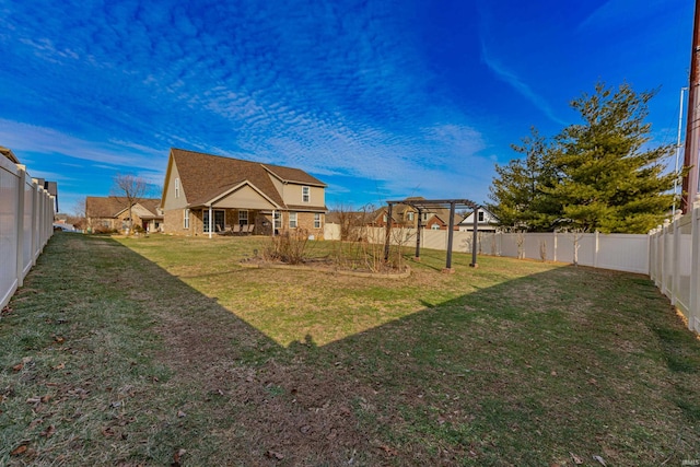 view of yard featuring a pergola