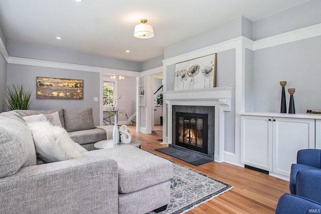 living room featuring light hardwood / wood-style flooring