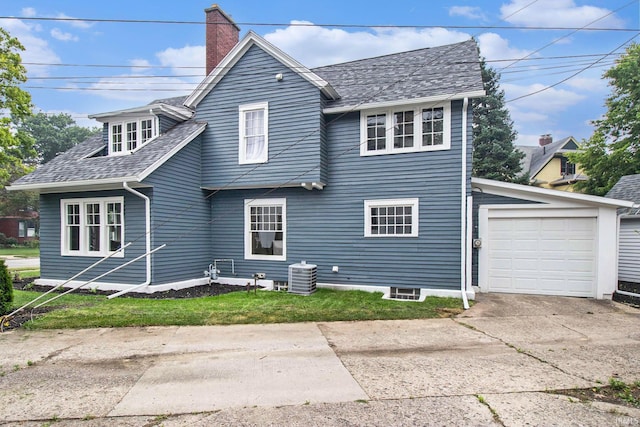 exterior space with a garage