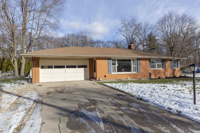 single story home with a garage