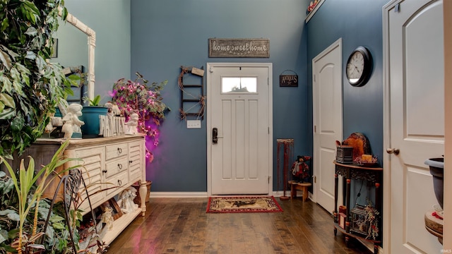 foyer entrance featuring dark hardwood / wood-style floors