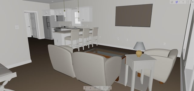 dining space with sink