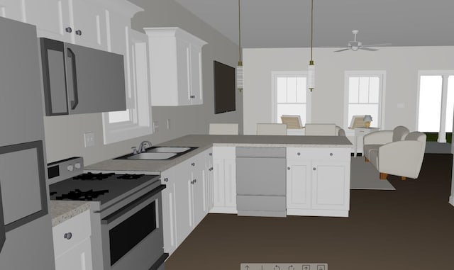 kitchen featuring white cabinetry, sink, and range with gas stovetop