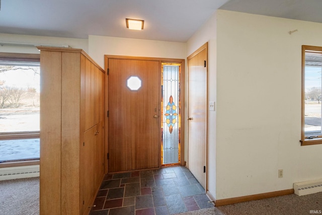 entrance foyer with a baseboard radiator