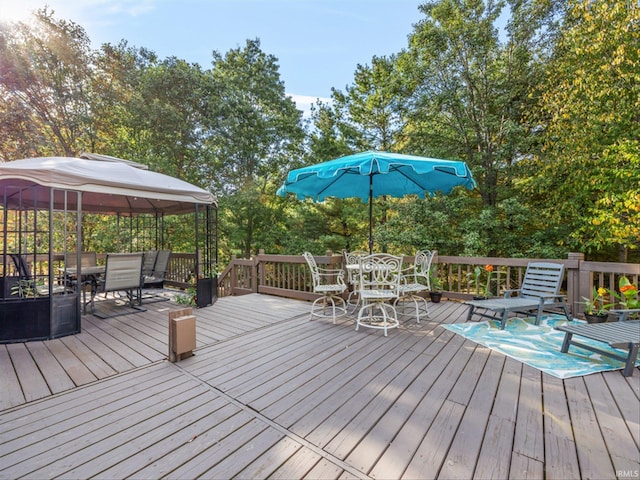 deck featuring a gazebo