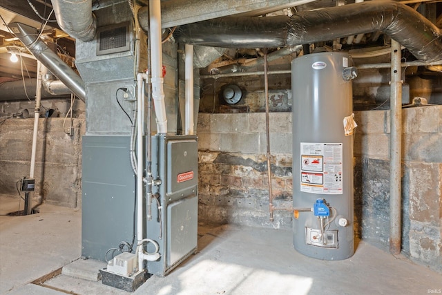 utility room with gas water heater