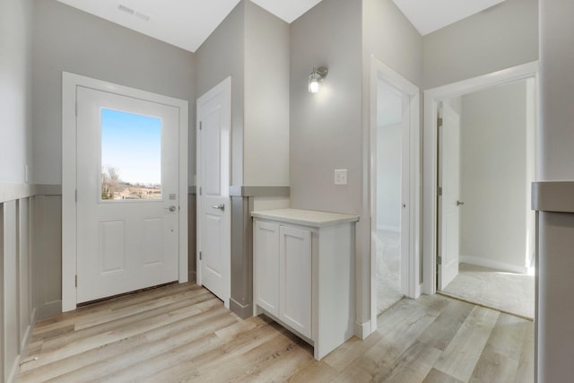 interior space with light hardwood / wood-style floors