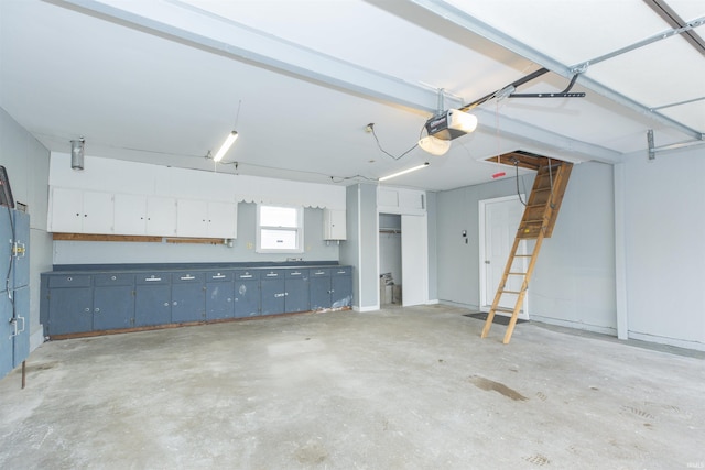 garage with a garage door opener