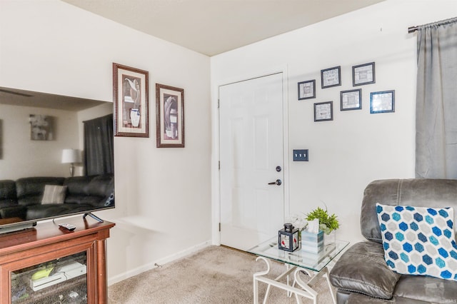 entrance foyer with light carpet