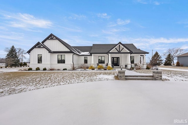 view of modern inspired farmhouse