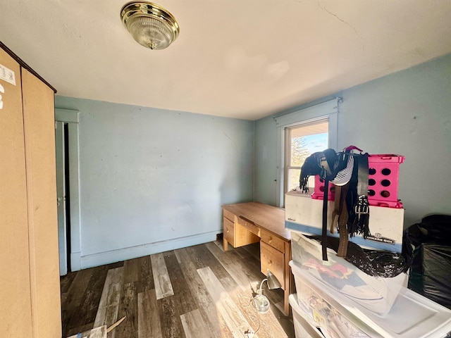 office area with hardwood / wood-style floors