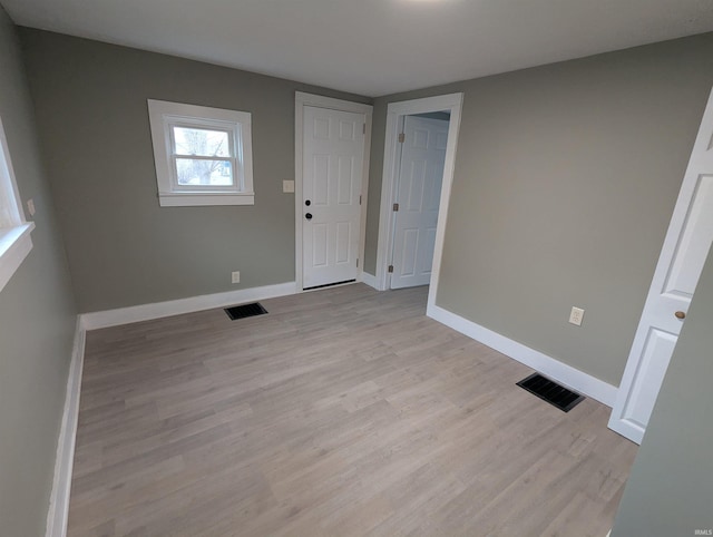 interior space with light hardwood / wood-style flooring