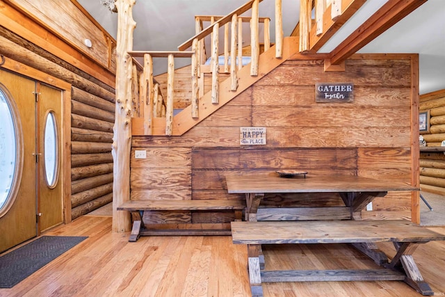 entrance foyer with light wood-type flooring