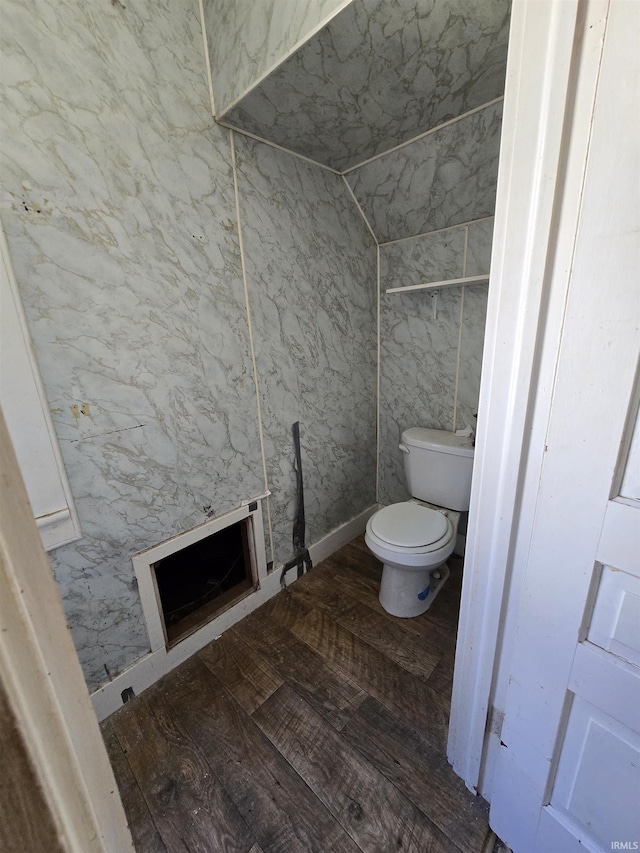 bathroom featuring hardwood / wood-style flooring and toilet