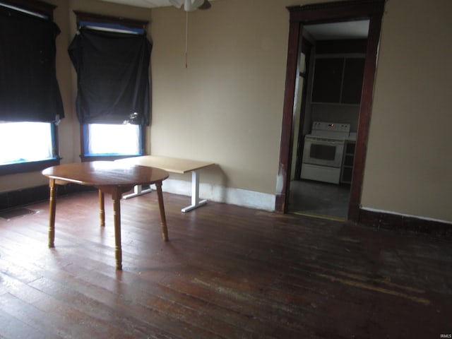 unfurnished dining area with hardwood / wood-style floors