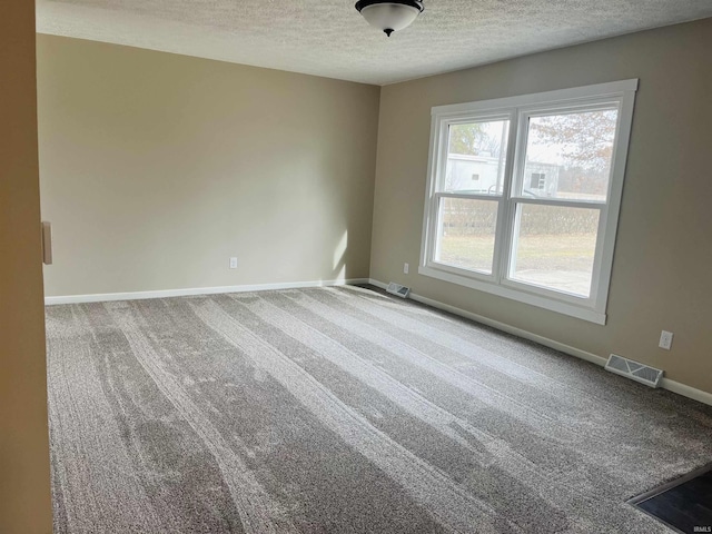 empty room featuring carpet floors and a textured ceiling