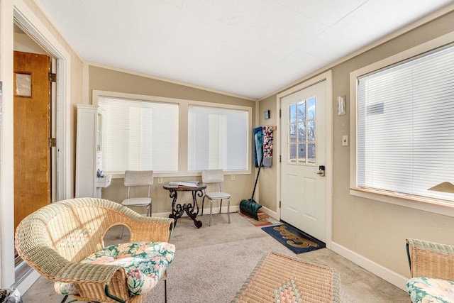 interior space with lofted ceiling