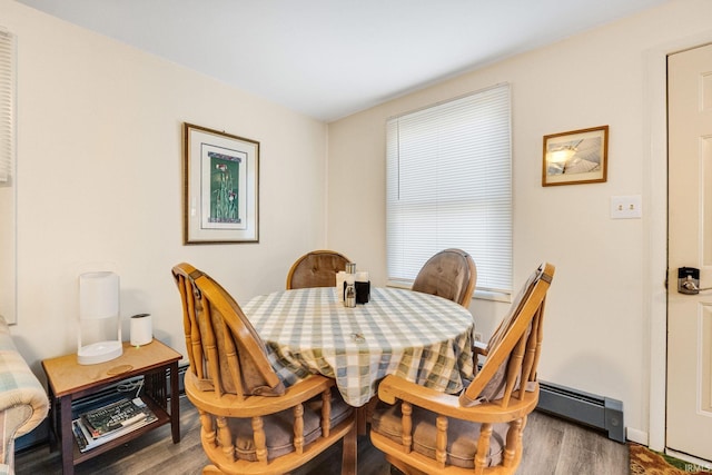 dining area with hardwood / wood-style floors