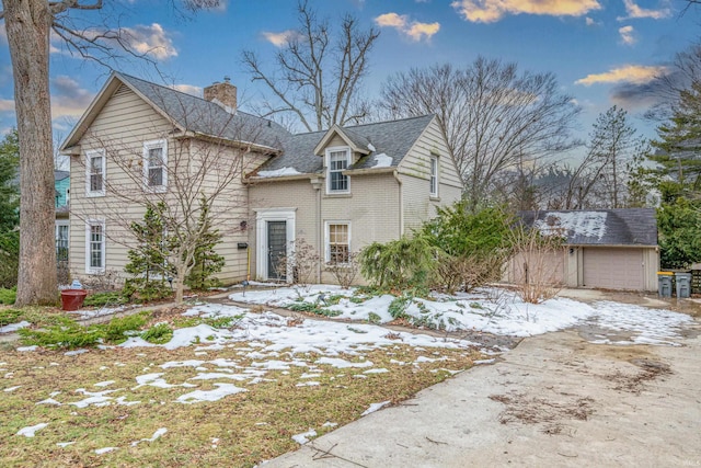 view of front property with a garage