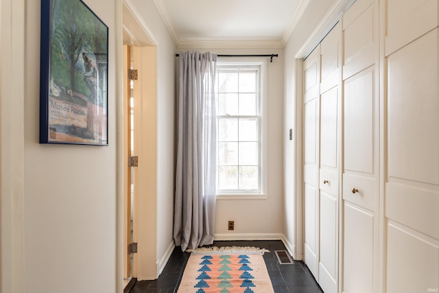 interior space with ornamental molding