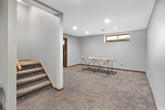 game room with carpet floors