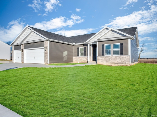 craftsman-style home with a garage and a front yard