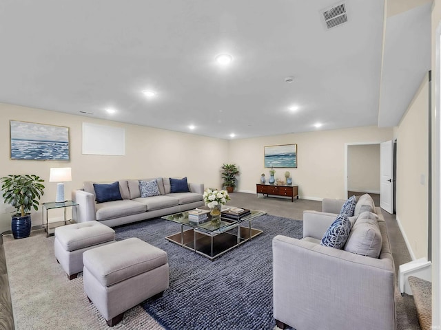 living room with carpet floors