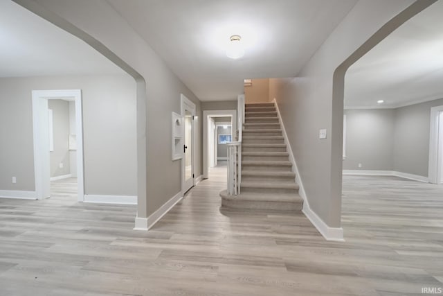 interior space with light hardwood / wood-style flooring