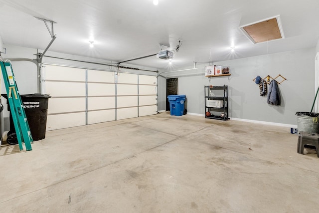 garage with a garage door opener